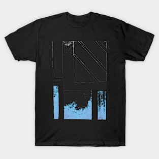 Abstract Blue and Black Cityscape T-Shirt